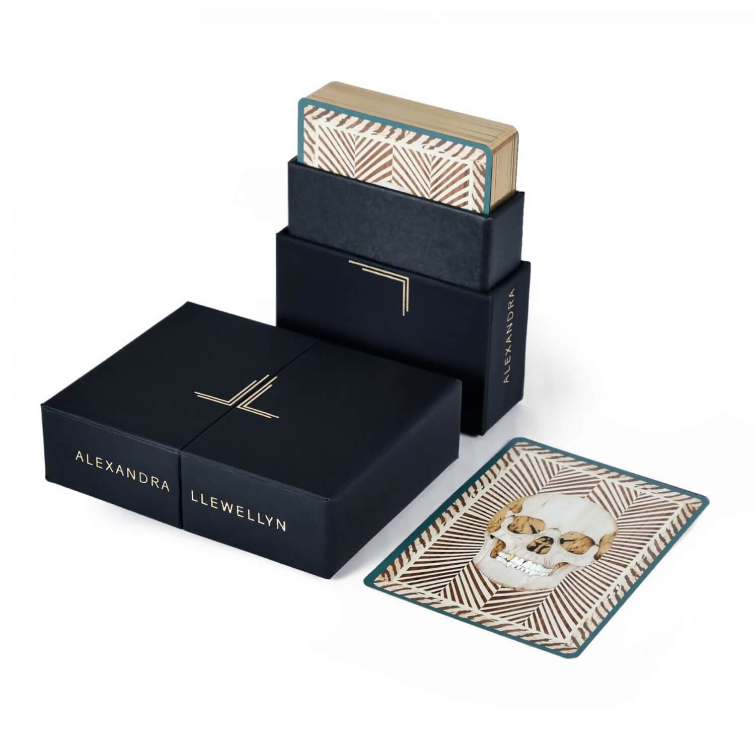 Playing cards with skull design and branded presentation box
