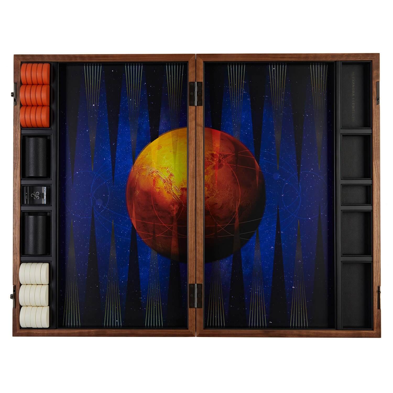 A bespoke 'Mars' and space design Photographic backgammon board