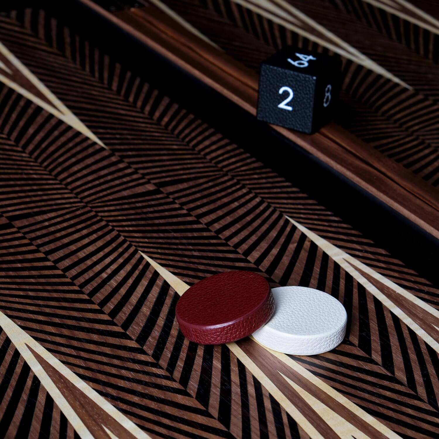 Alexandra Llewellyn Geometric Walnut Backgammon Set Detail