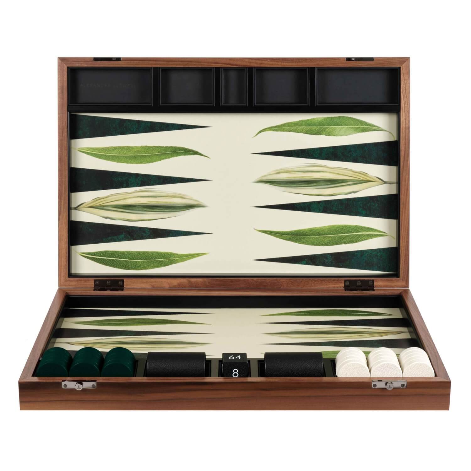 Alexandra Llewellyn Leaf Backgammon Set upright
