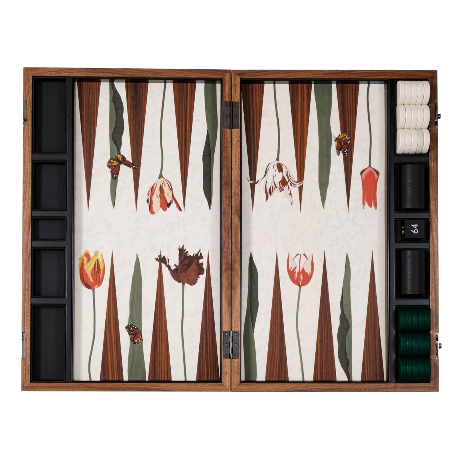 Alexandra Llewellyn Tulip Marq Backgammon Set Open