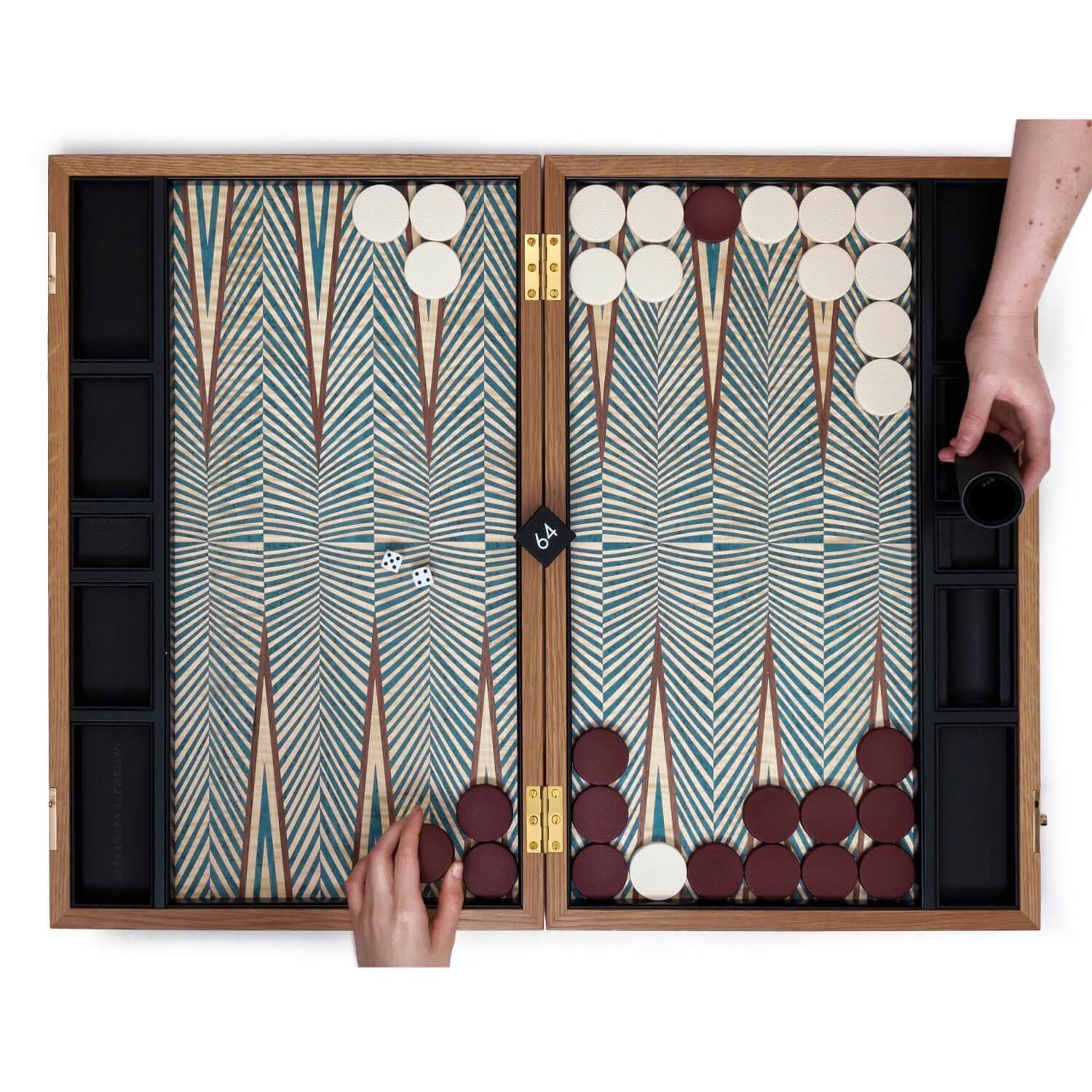 Alexandra Llewellyn Turquoise Backgammon Set Open