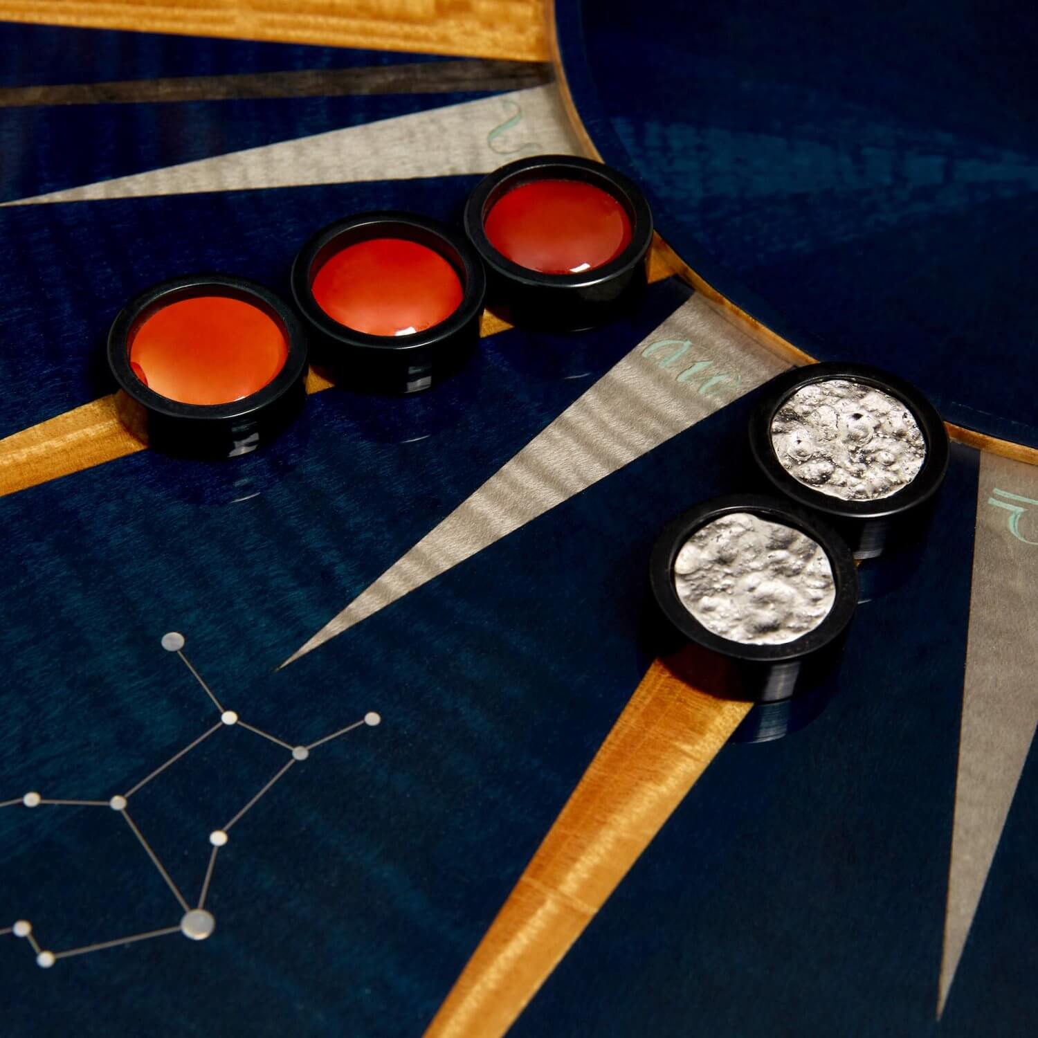 Zodiac marquetry backgammon board