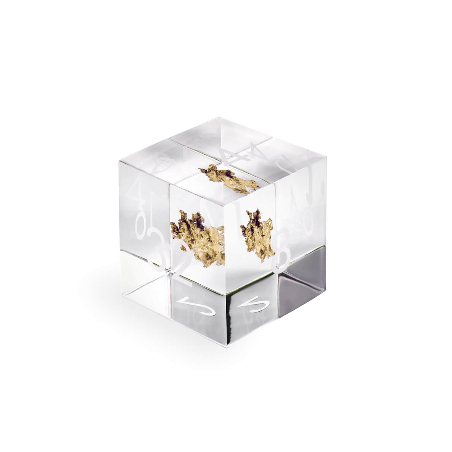 Crystallised gold resin doubling cube